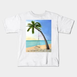 Welcome in Paradise Tropical Gouache Painting Kids T-Shirt